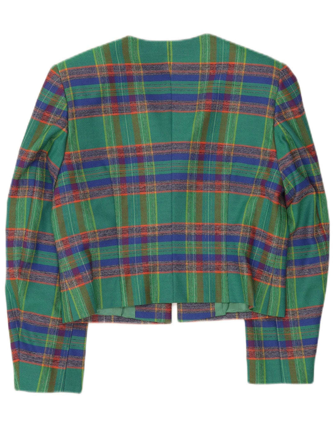 VINTAGE Bolerojakke til kvinder UK 12 Medium Grøn Plaid