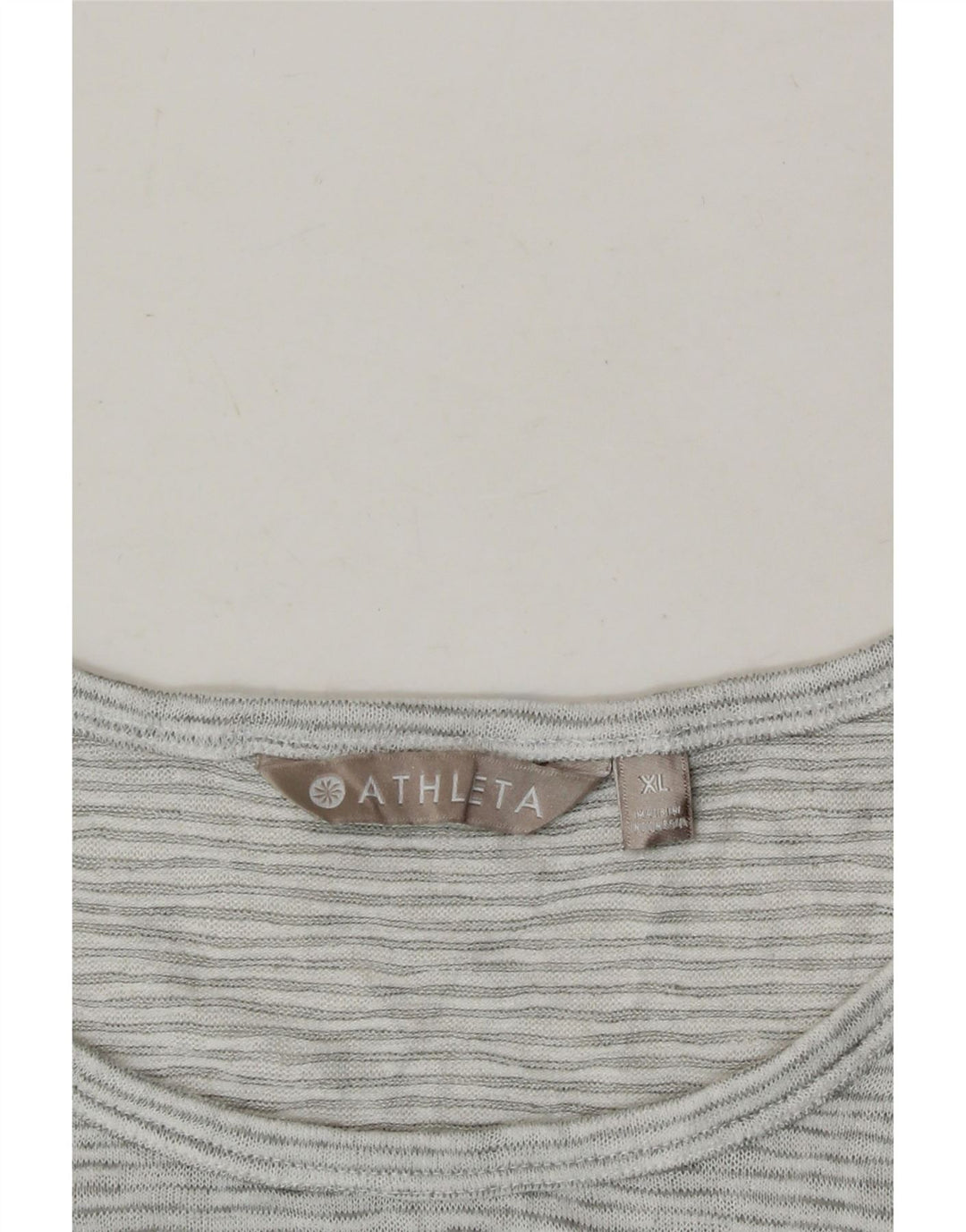 ATHLETA Womens T-Shirt Top UK 18 XL Grey Striped Modal Vintage Athleta and Second-Hand Athleta from Messina Hembry 