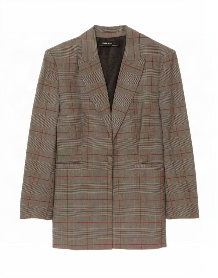 Zara Dame 1 Knap Blazer Jacket UK 12 Medium Grey Ternet polyester
