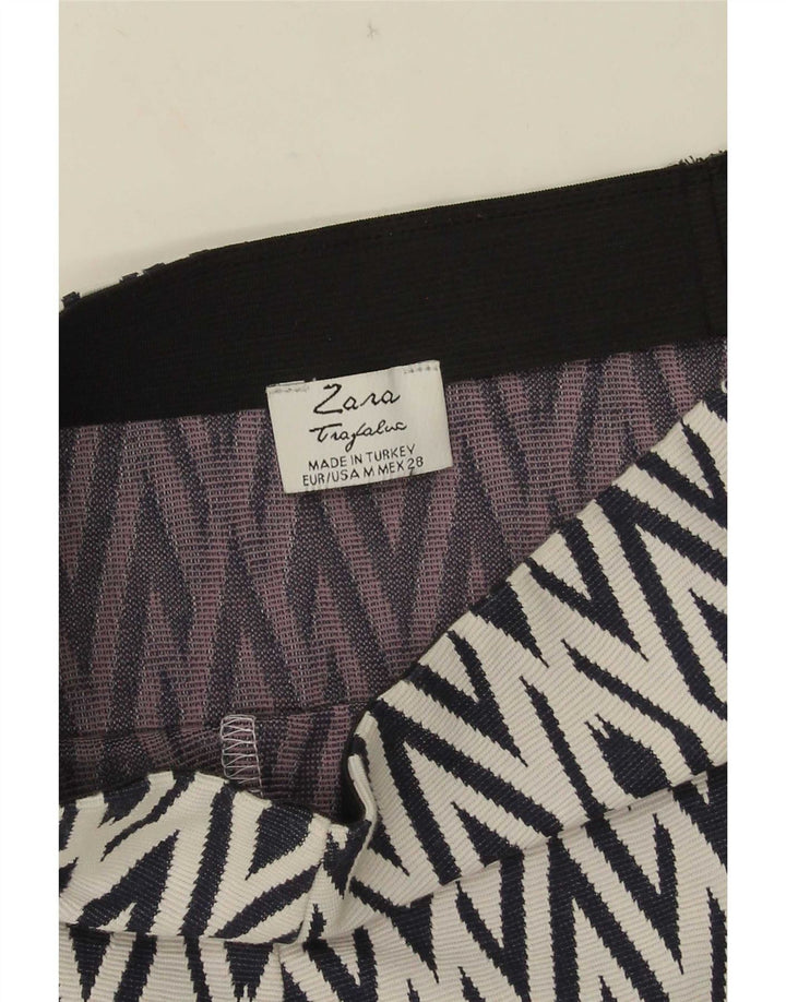 Zara Dame Trafaluc Mini-nederdel Medium W28 Marineblå Geometrisk