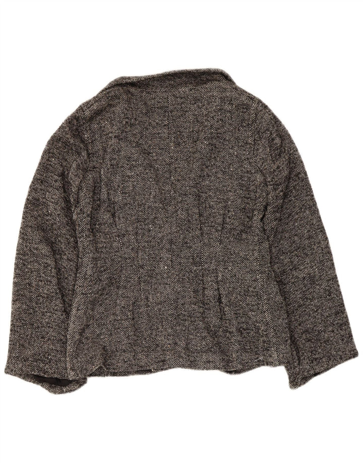 Zara Womens Open Blazer Jacket UK 10 Small Grey Flecked Wool