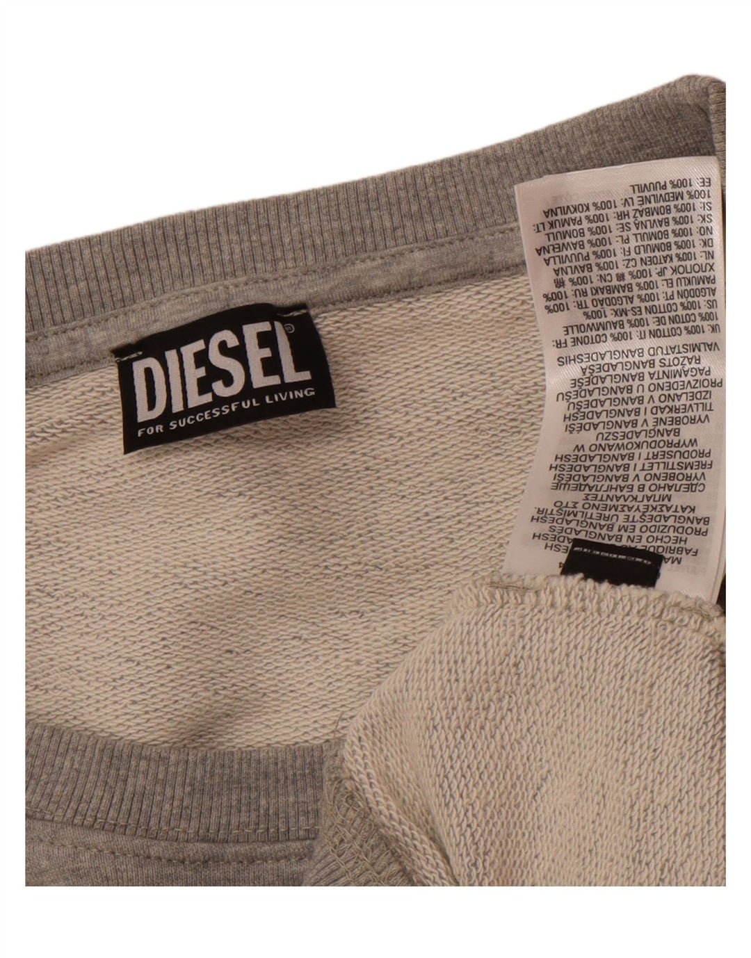 DIESEL Womens Graphic Sweatshirt Jumper UK 14 Medium Grey Cotton