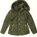 VINTAGE Womens Hooded Padded Jacket UK 12 Medium Green Polyester Vintage Vintage and Second-Hand Vintage from Messina Hembry 