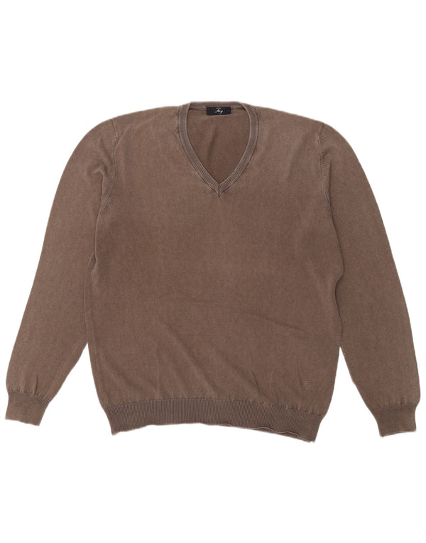 Fay Herre V-hals sweater IT 50 Medium Grå Bomuld