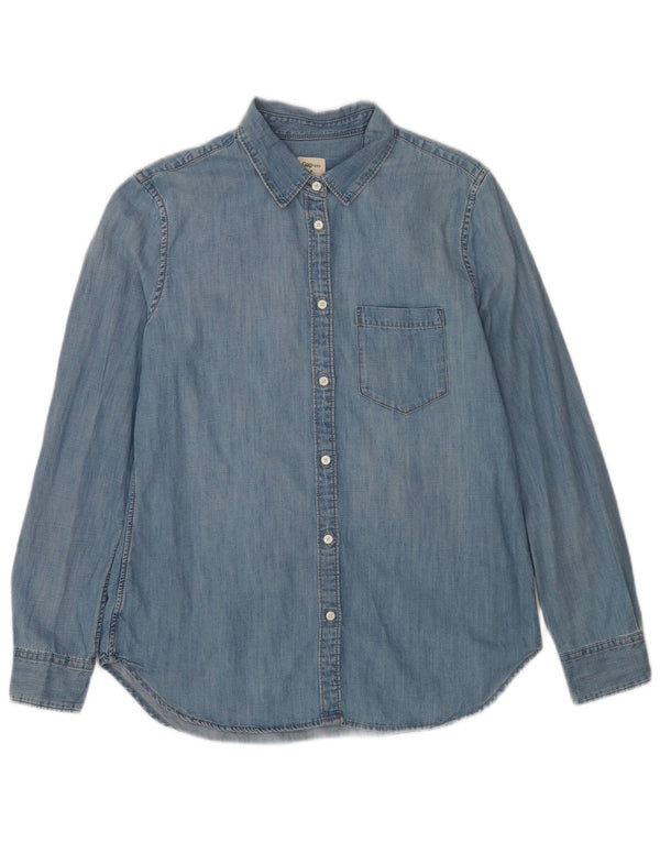 Gap Dame Denim Shirt UK 14 Medium Blue Cotton