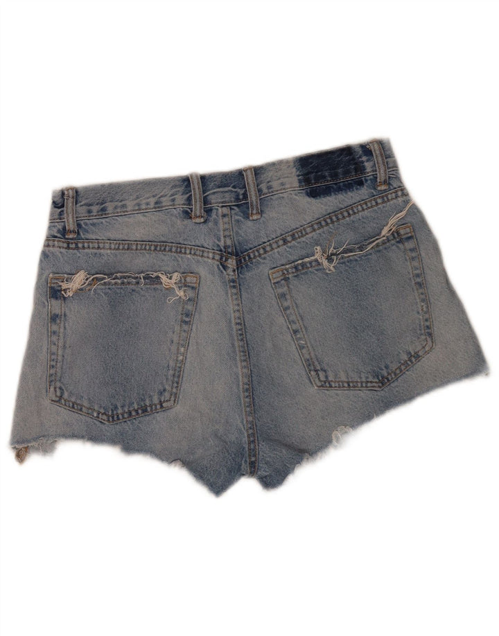 Zara Womens Distressed Denim Shorts EU 38 Small W28 Blue Cotton