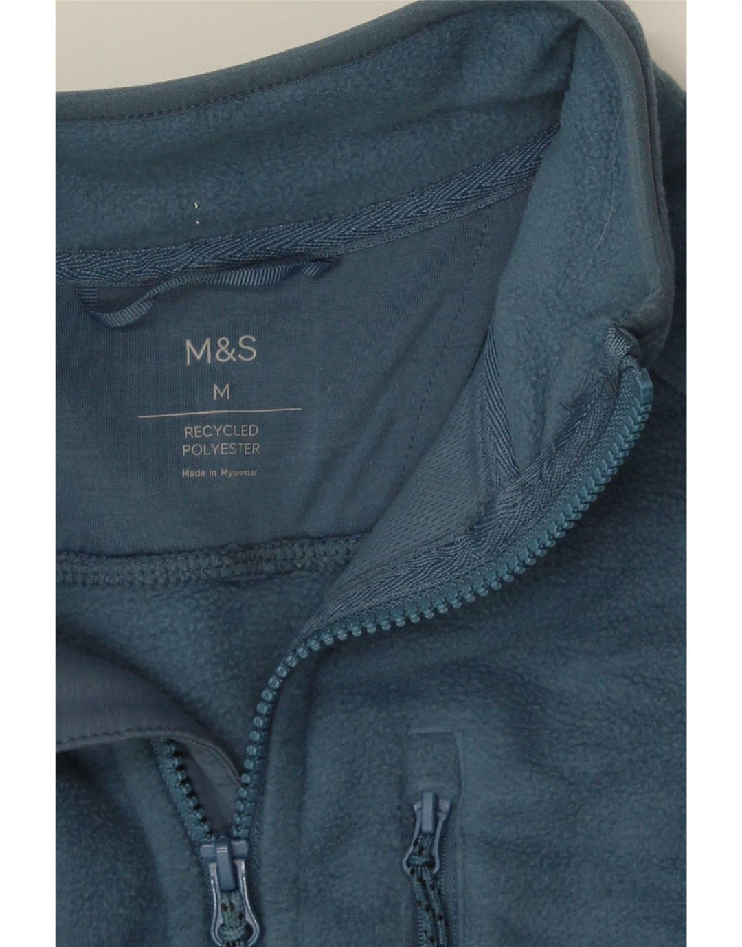 Marks & Spencer Herre Fleecejakke UK 38 Medium Blue Polyester