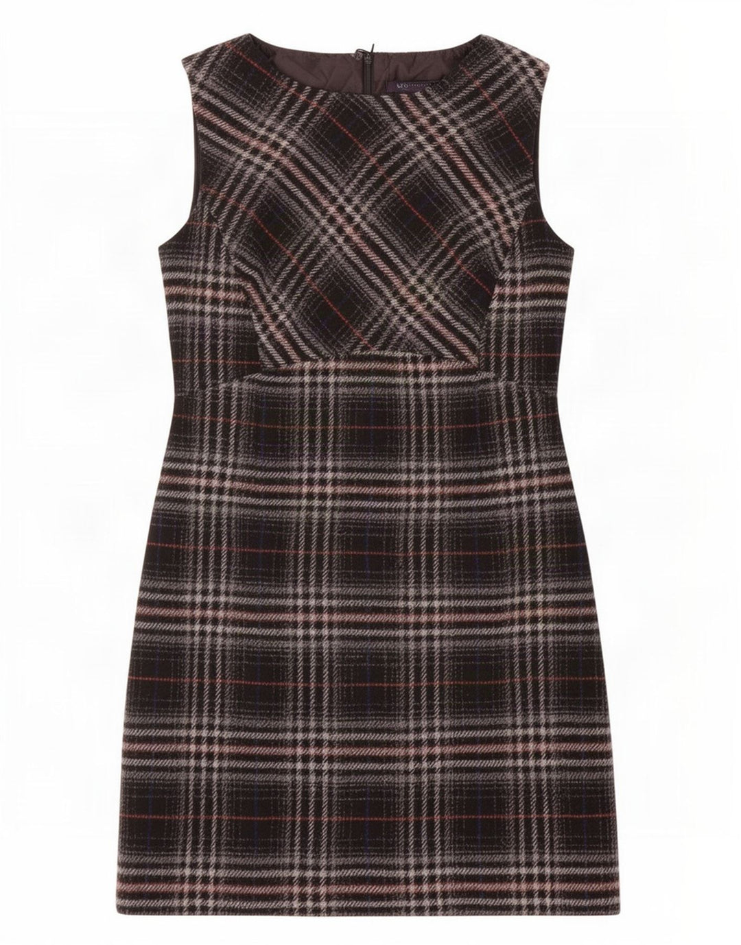 Marks & Spencer Dame Ærmeløs Shift Dress UK 12 Mdium Black Plaid