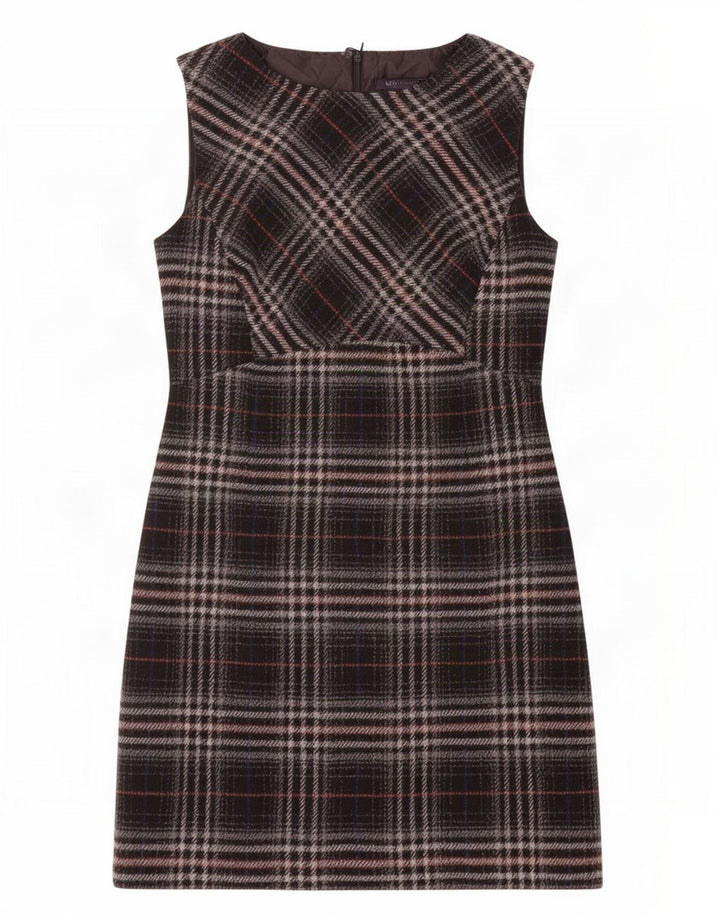 Marks & Spencer Dame Ærmeløs Shift Dress UK 12 Mdium Black Plaid