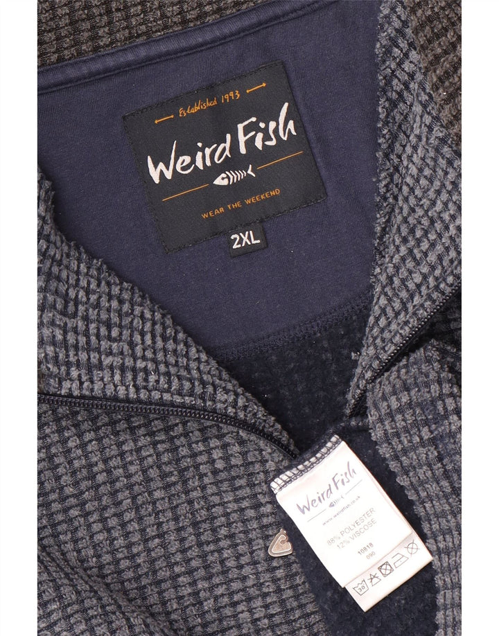 WEIRD FISH Fleece Jumper med lynlås til mænd 2XL Blå Polyester