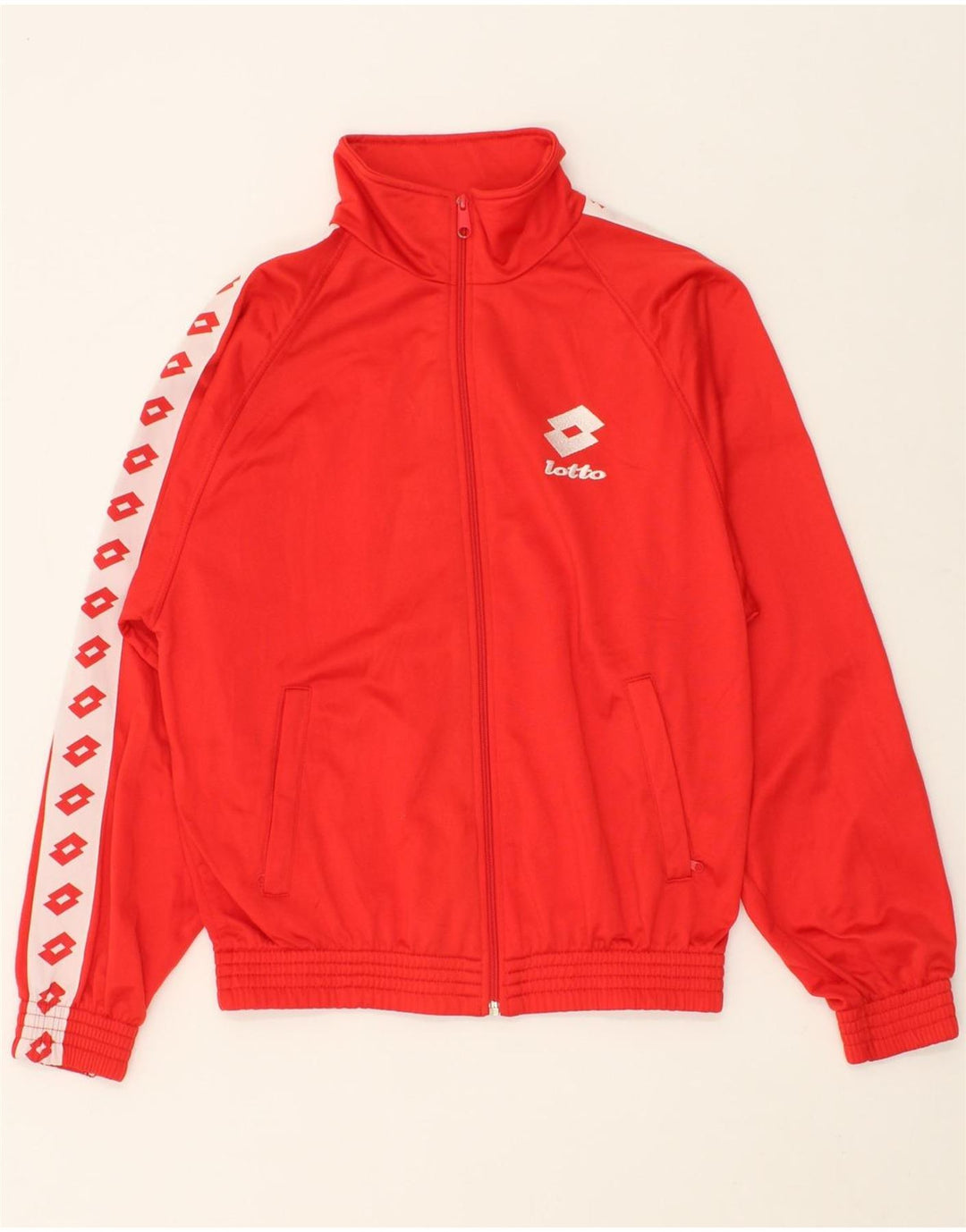 LOTTO Mens Graphic Tracksuit Top Jacket XS Red Polyester Vintage Lotto and Second-Hand Lotto from Messina Hembry 