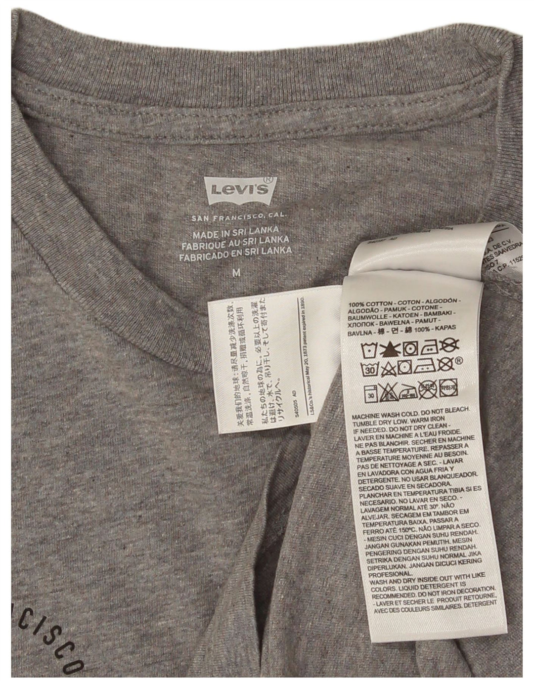 LEVI'S Herre grafisk T-shirt top mellemgrå flækket bomuld