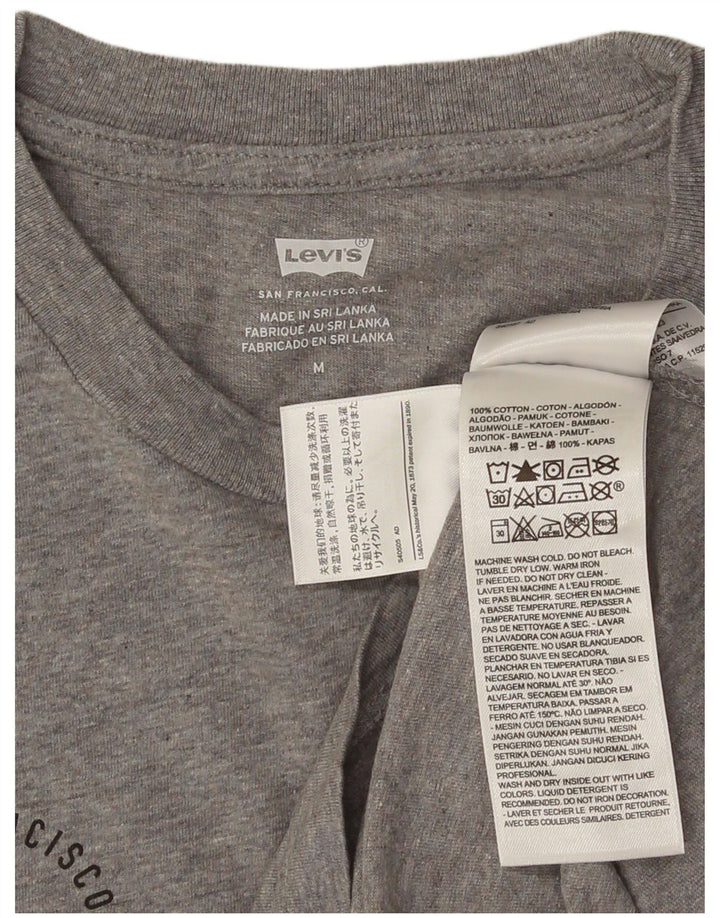 LEVI'S Herre grafisk T-shirt top mellemgrå flækket bomuld