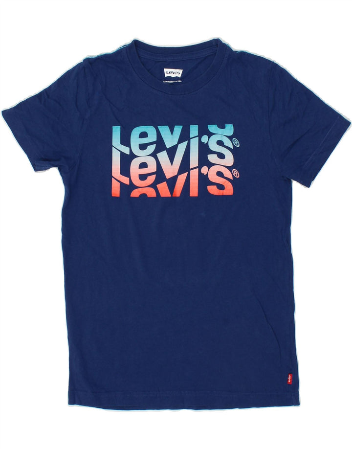 LEVI'S Boys Graphic T-Shirt Top 11-12 Years Navy Blue Vintage Levi's and Second-Hand Levi's from Messina Hembry 