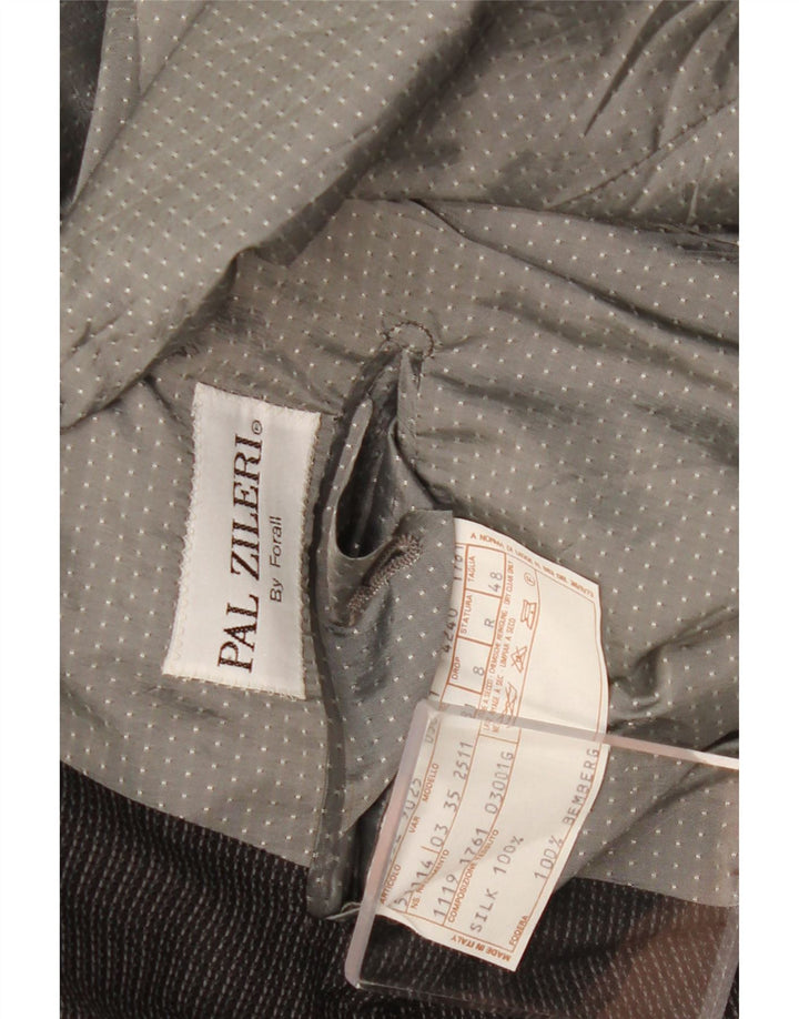 Pal Zileri Herre Double Breasted Blazer Jacket IT 48 Medium Sort Ternet Silke