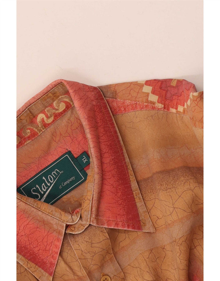 Vintage kortærmet herreskjorte XL Beige Geometrisk