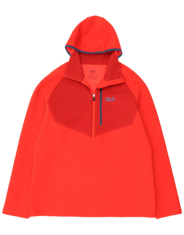 Jack Wolfskin Fleece Jumper med hætte til mænd UK 48 3XL Rød Colourblock