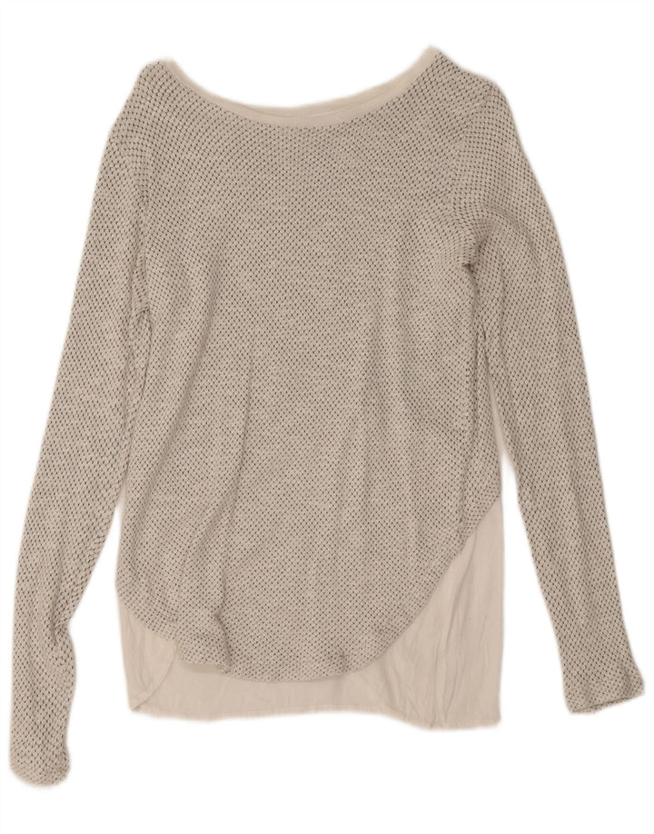 Zara Dame Oversized Top Langærmet UK 10 Lille Hvid Plettet