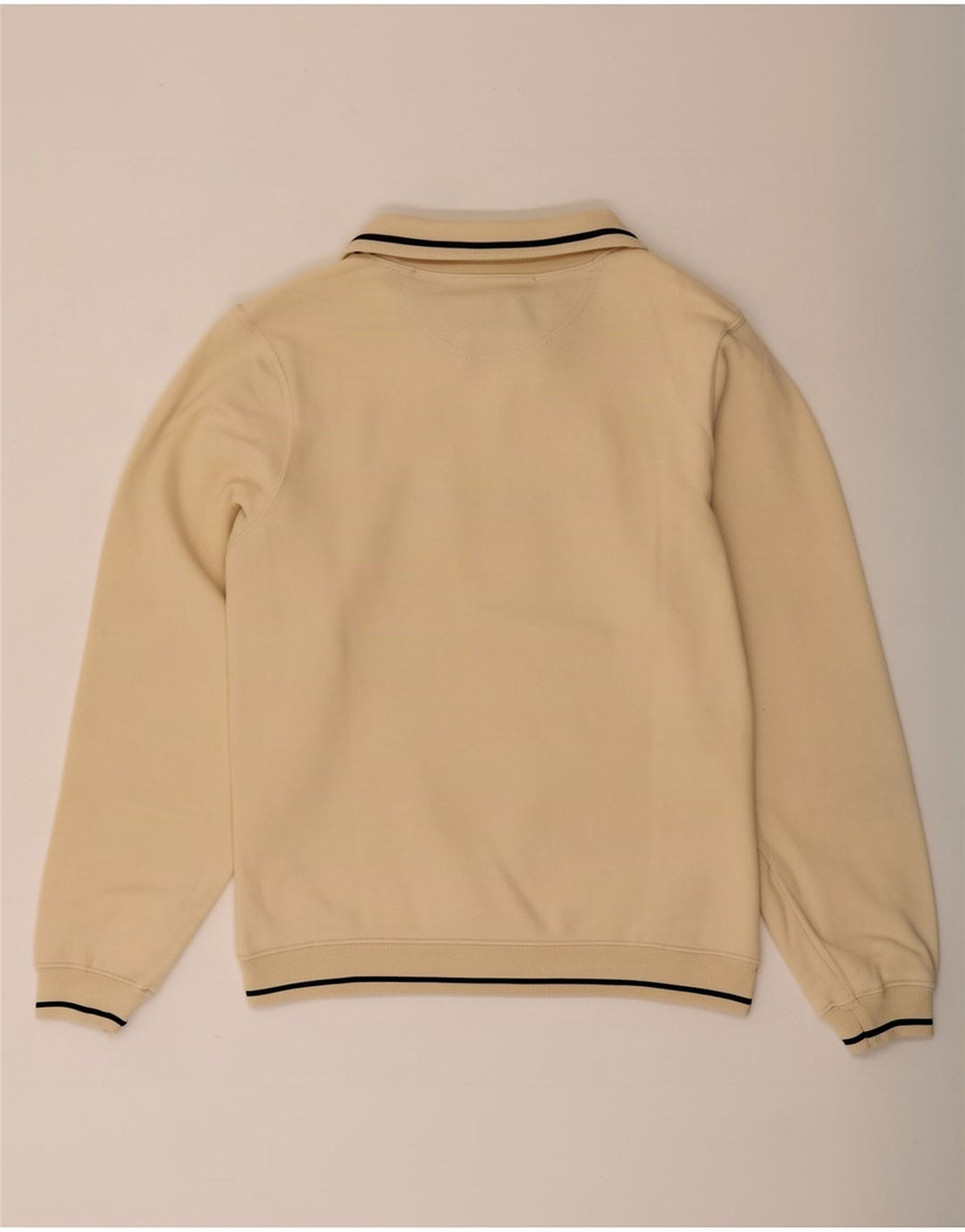 Champion Herre grafisk lynlås-hals sweatshirt jumper lille beige bomuld