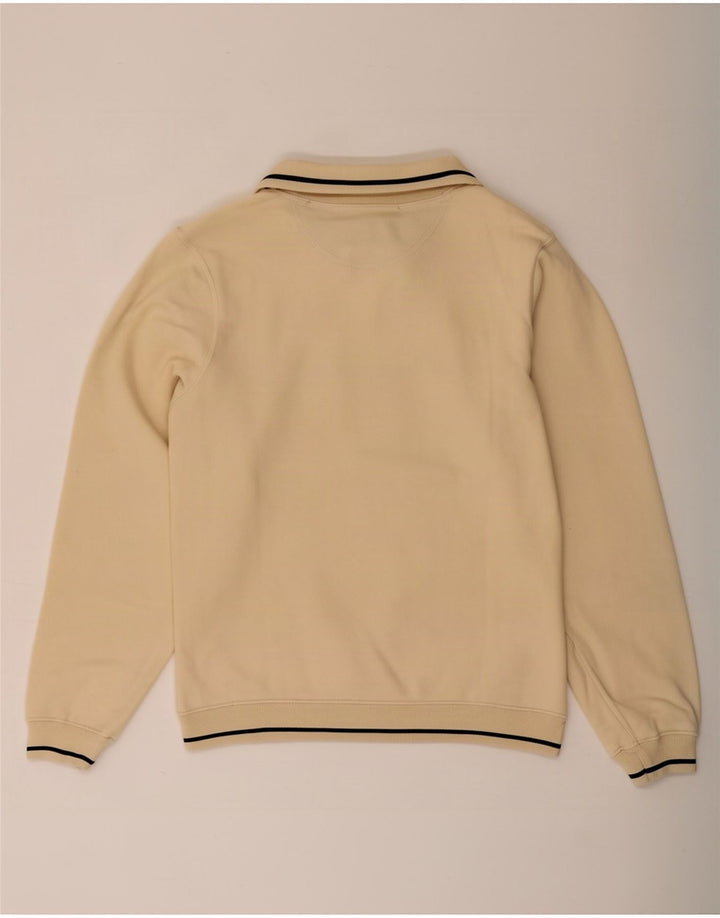 Champion Herre grafisk lynlås-hals sweatshirt jumper lille beige bomuld