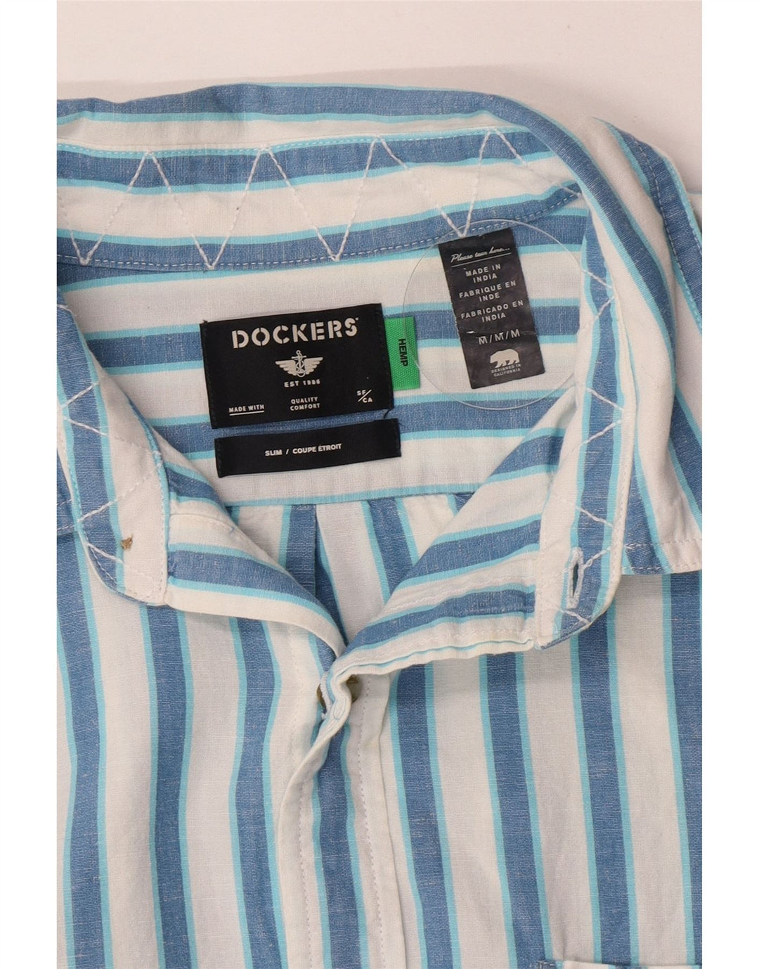 Dockers herre Slim Fit skjorte mellemblå stribet