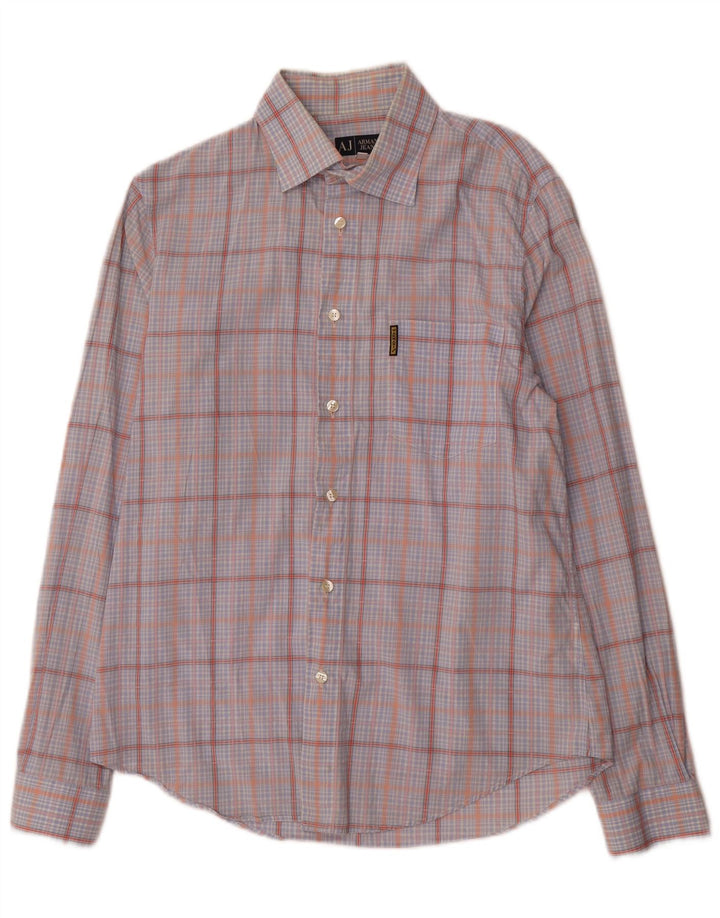 ARMANI JEANS Mens Shirt Medium Blue Check