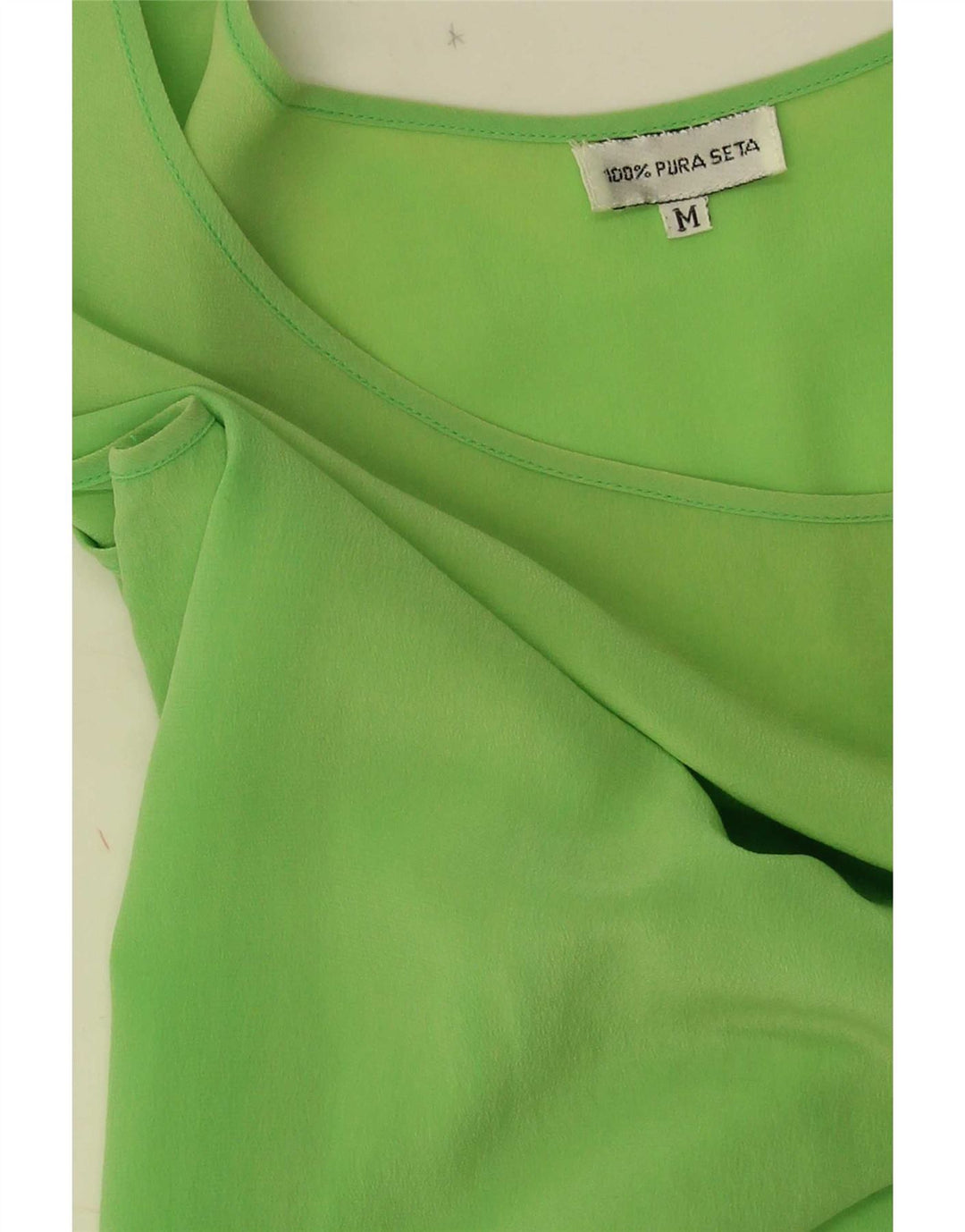 Vintage dame ærmeløs bluse Top UK 12 Medium Green Silke