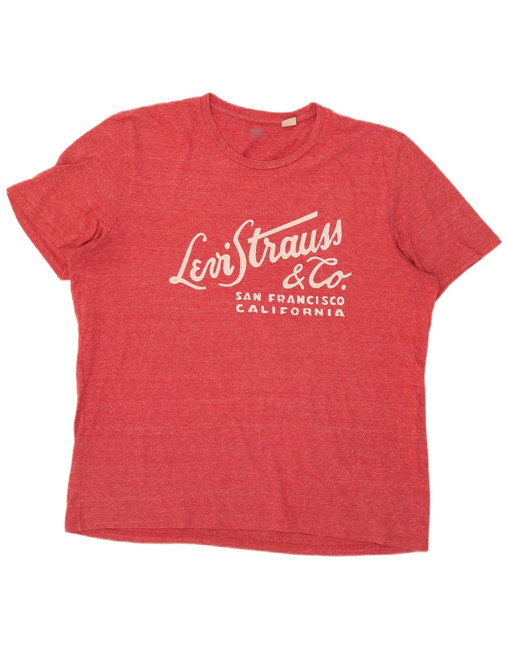 Levi's Herre grafisk T-shirt Top XL Rød Flecked