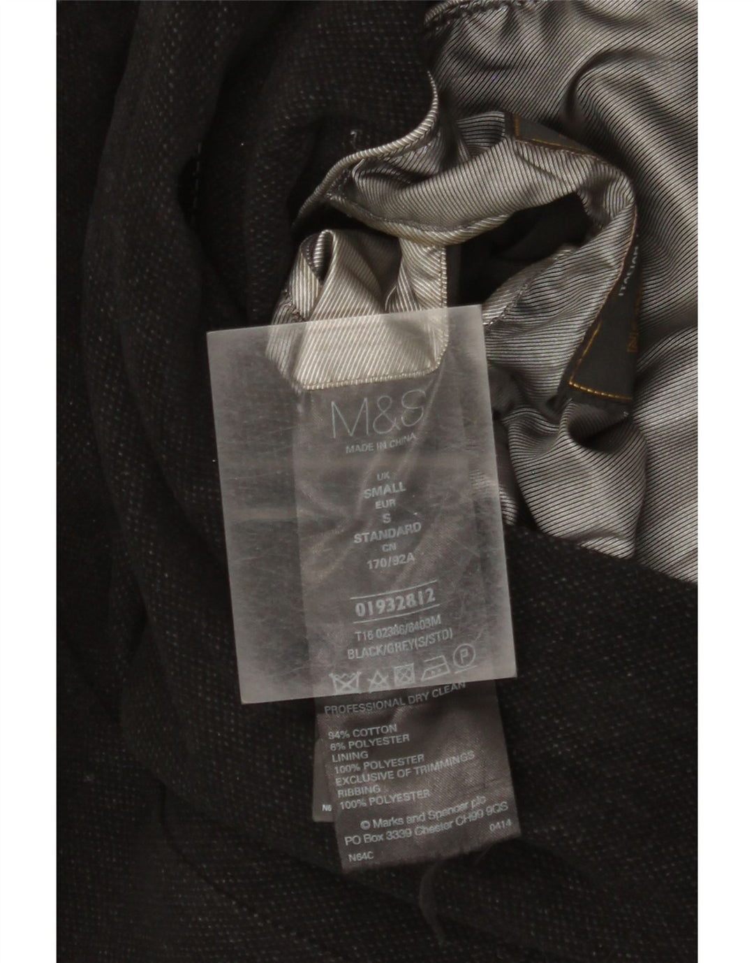 Marks & Spencer Herre Military Jacket UK 36 Small Black Bomuld