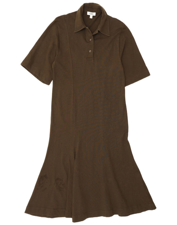 Cos Dame Maxi Polo Dress UK 10 Small Khaki Cotton