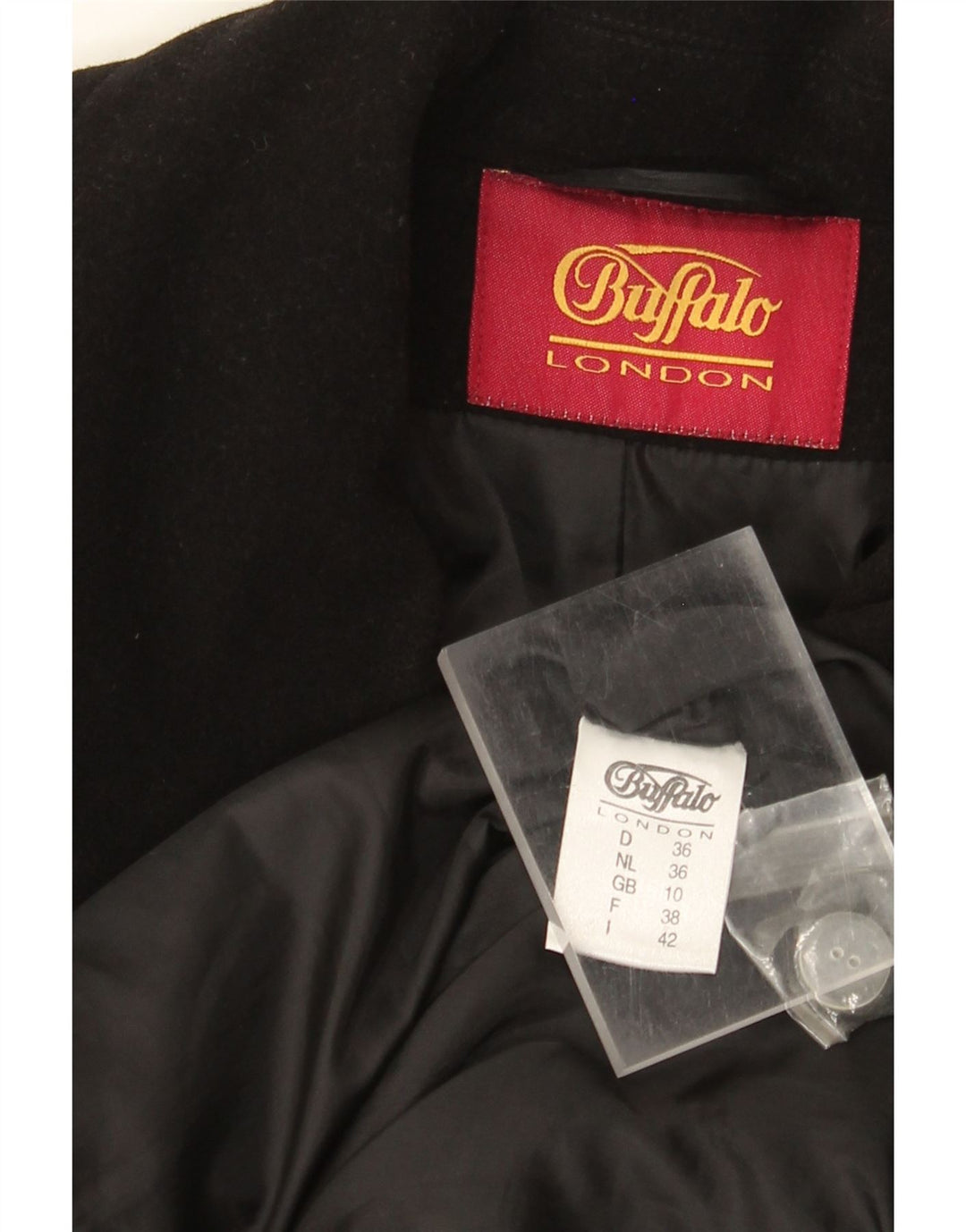 Buffalo Dame Overfrakke med bælte UK 10 Lille sort polyester