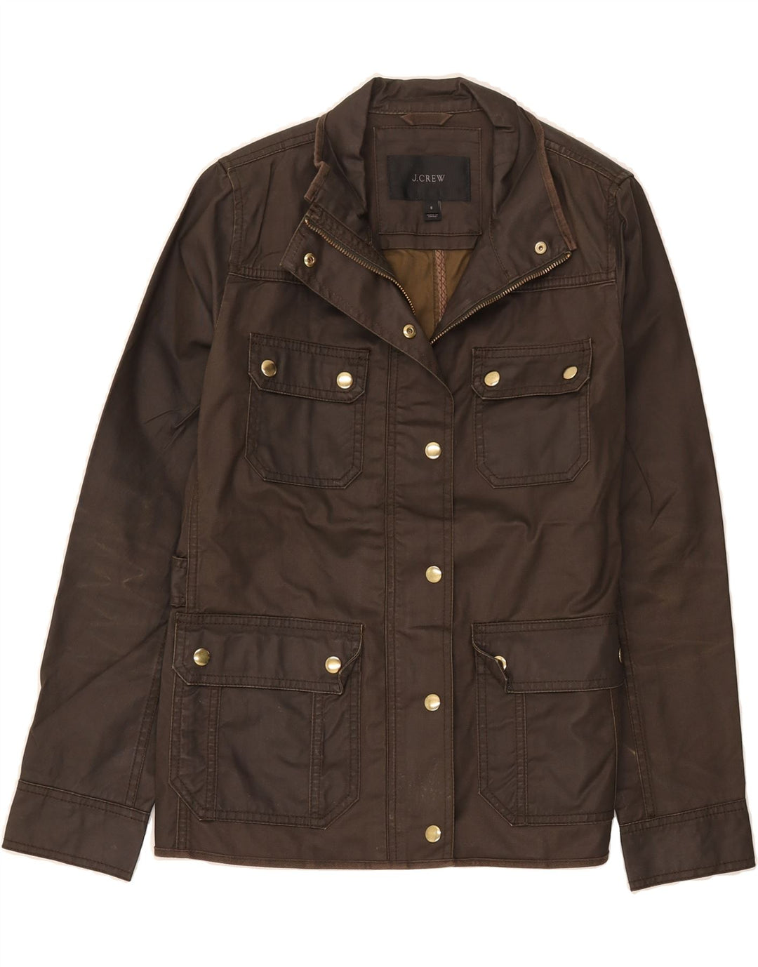 J. CREW Womens Utility Jacket UK 10 Lille brun bomuld