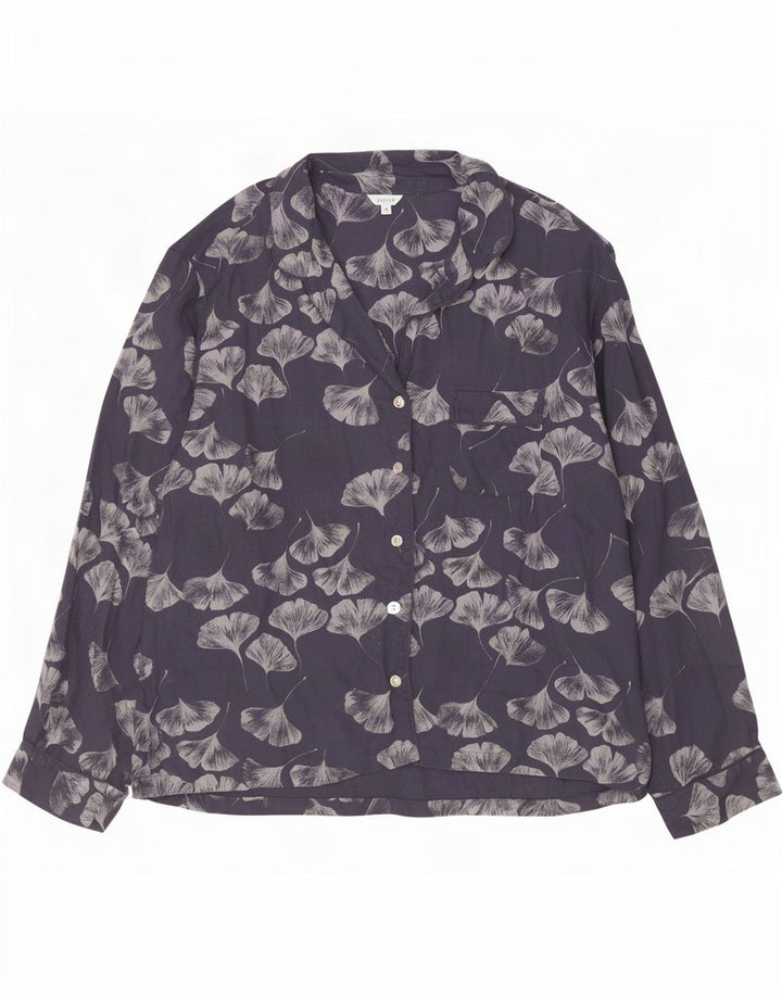 Jigsaw Womens Oversized Shirt Bluse UK 14 Medium Navy Blue Floral