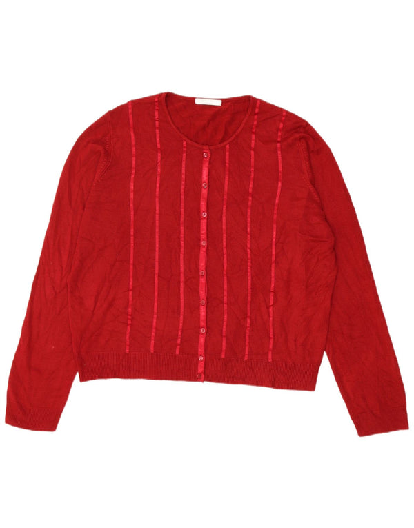 Marks & Spencer Dame Cardigan Sweater UK 22 3XL Rødstribet akryl