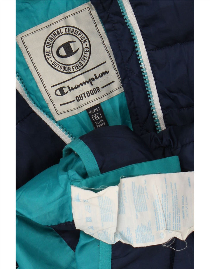 Champion drenge hættepolstret jakke 13-14 år XL marineblå polyester