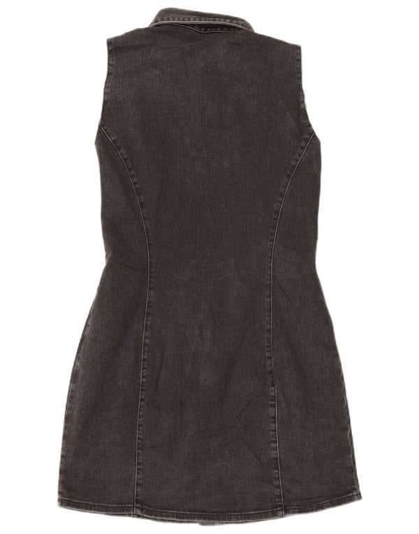 Zara Dame Ærmeløs Denim Kjole UK 14 Large Sort