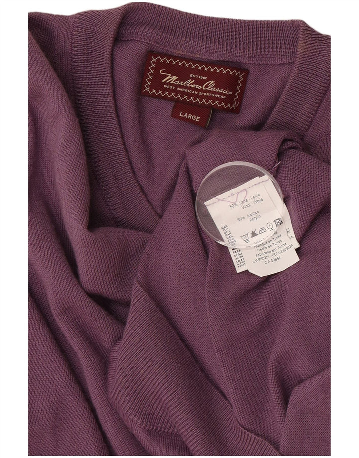 Marlboro Classics Dame V-hals sweater UK 16 Stor lilla uld