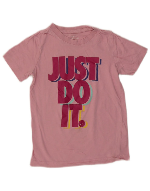 NIKE piger grafisk t-shirt top 6-7 år XS Pink bomuld