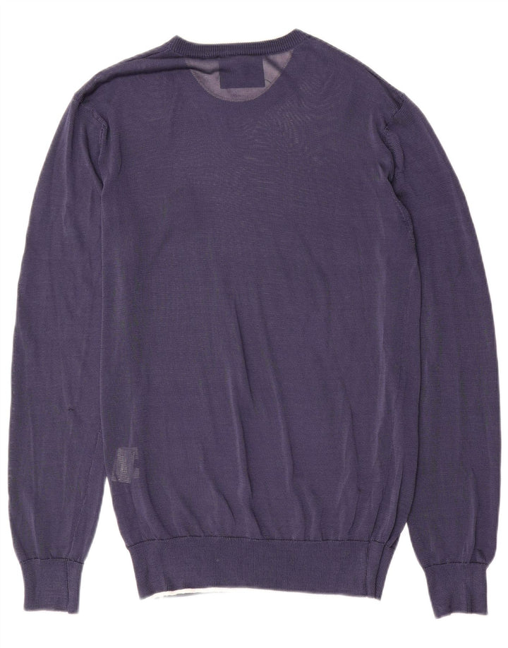 Dolce & Gabbana herre sweater med rund hals, stor marineblå silke