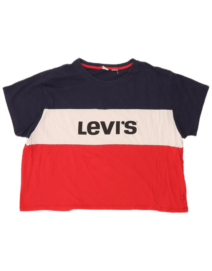 LEVI'S Dame Crop Grafisk T-Shirt Top EU 40 Medium Flerfarvet