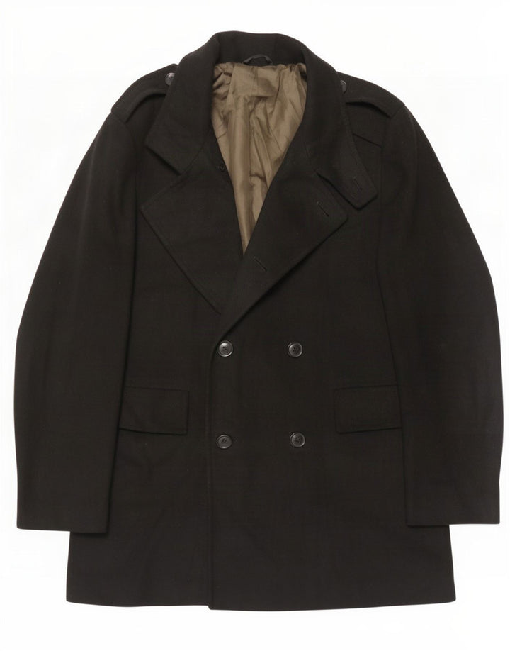 Marks & Spencer Herre Military Double Breasted Coat UK 38 Medium Black