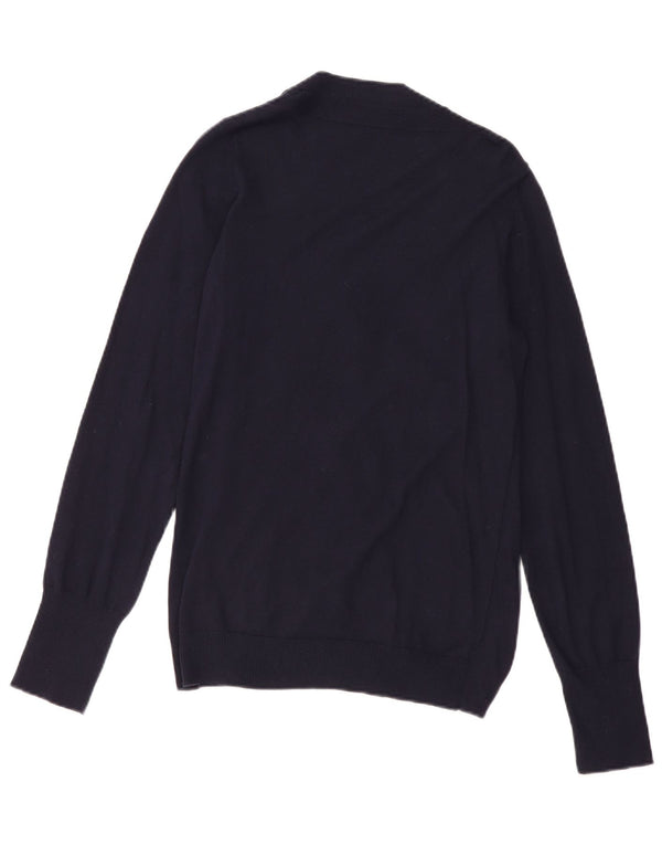 Trussardi Womens Front Tie Cardigan Sweater UK 14 Medium Navy Blue Bomuld
