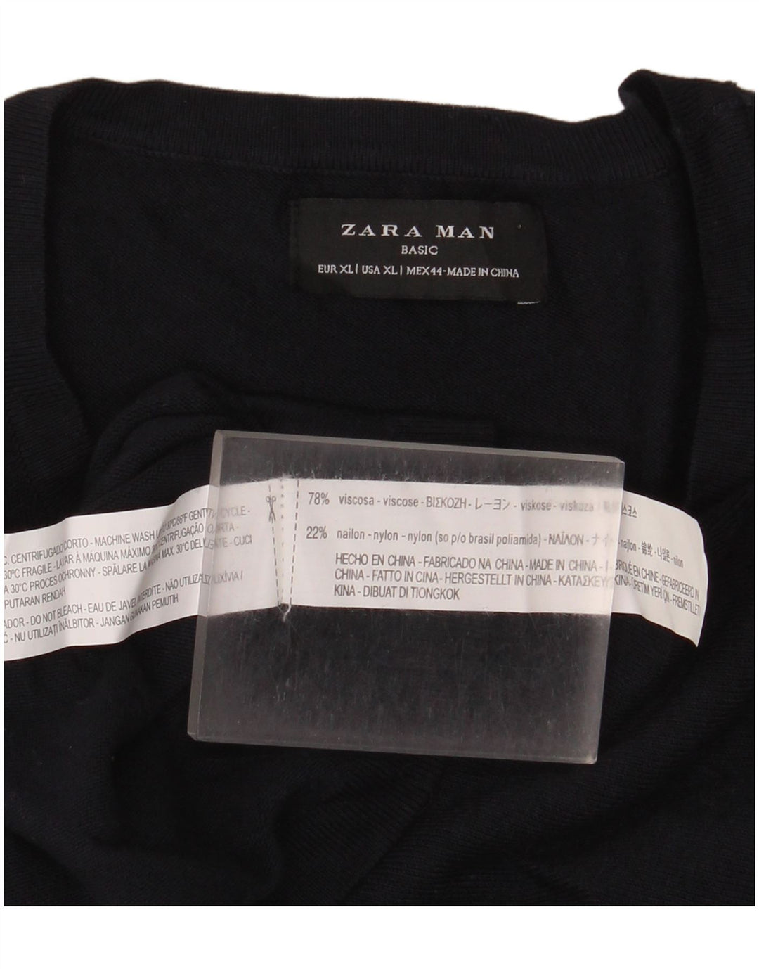 ZARA Herre sweater med rund hals XL marineblå viskose