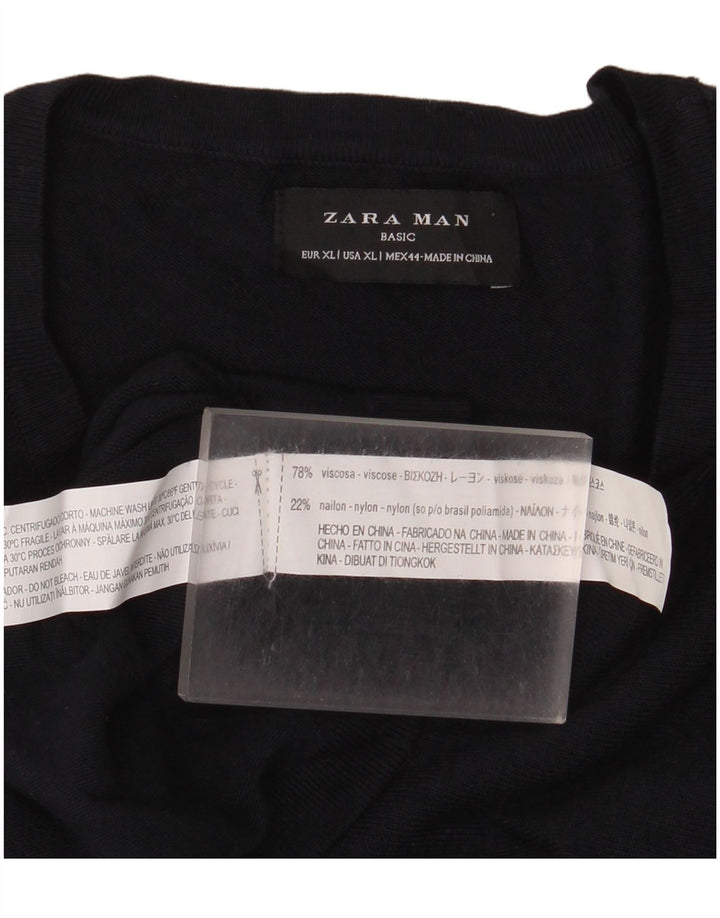 ZARA Herre sweater med rund hals XL marineblå viskose