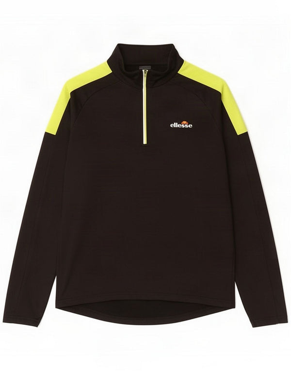 Ellesse Pullover med lynlås til mænd, træningsdragt Top Medium Sort Colourblock