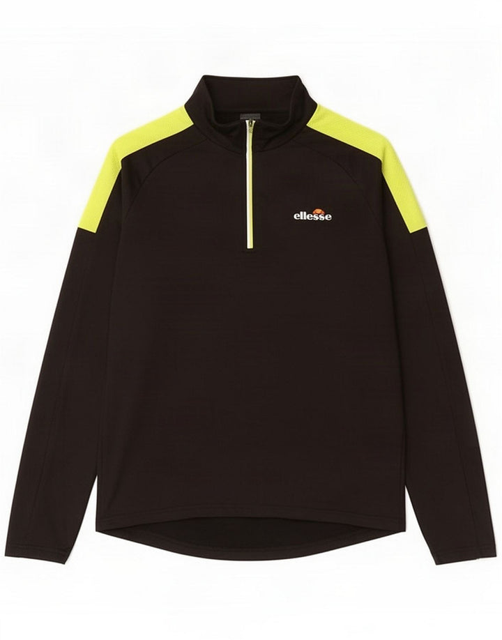 Ellesse Pullover med lynlås til mænd, træningsdragt Top Medium Sort Colourblock