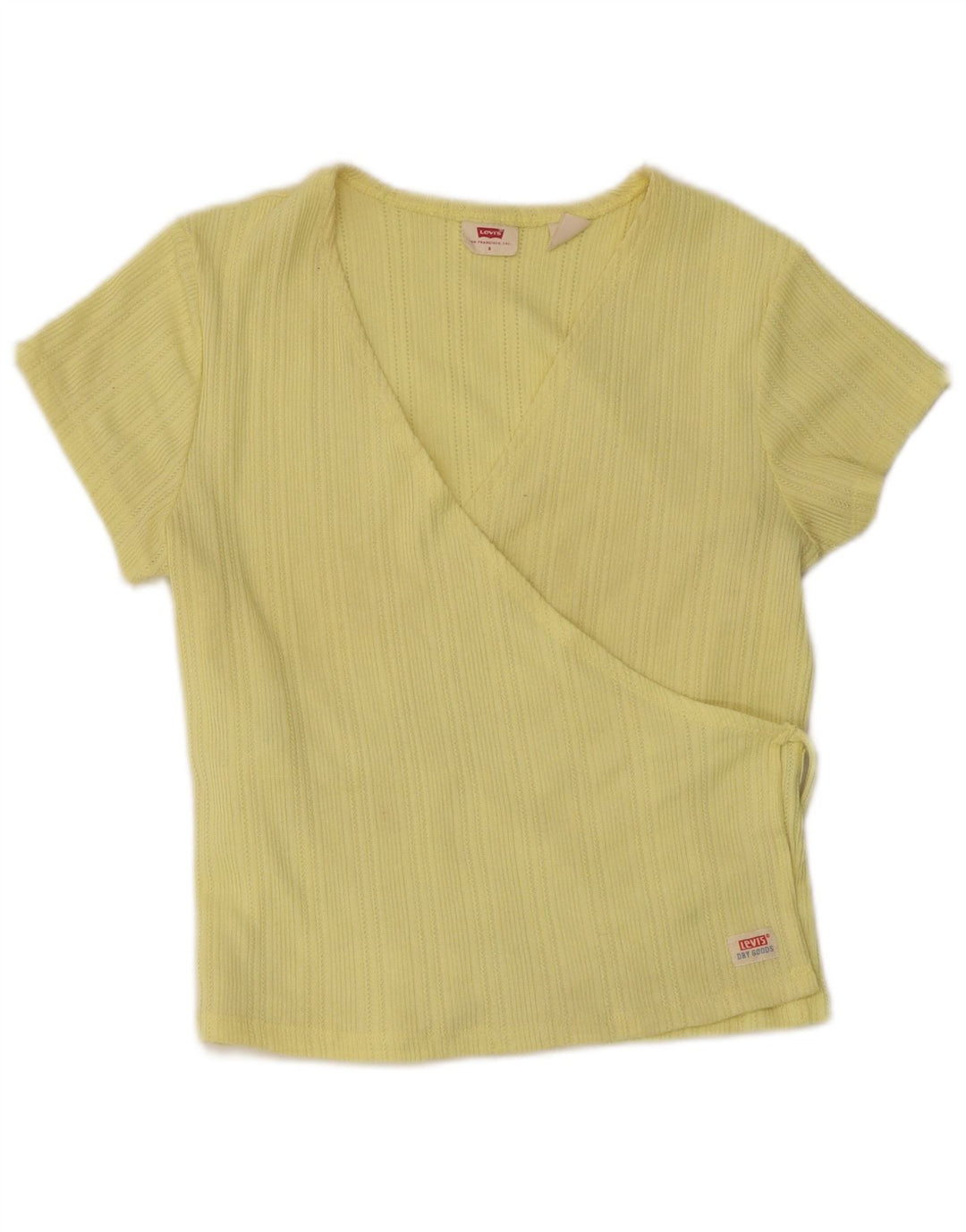 Levi's Womens Crop Wrap Cardigan Top UK 8 Small Yellow Bomuld