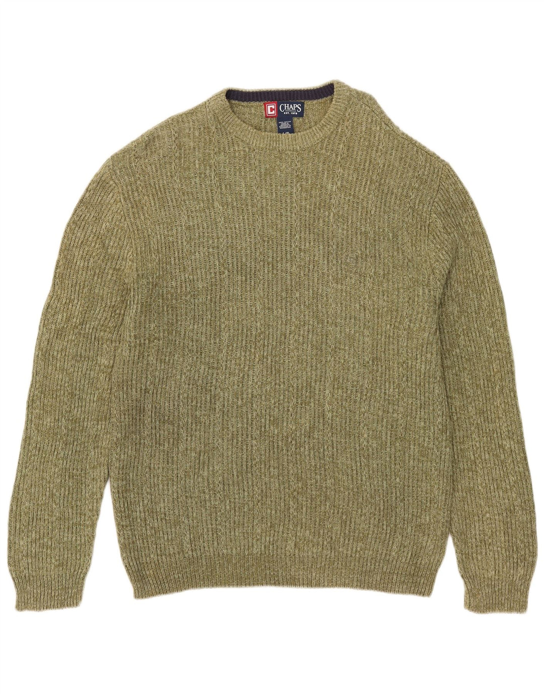 Chaps Herre Crew Neck Jumper Sweater Stor Grøn Flecked Bomuld