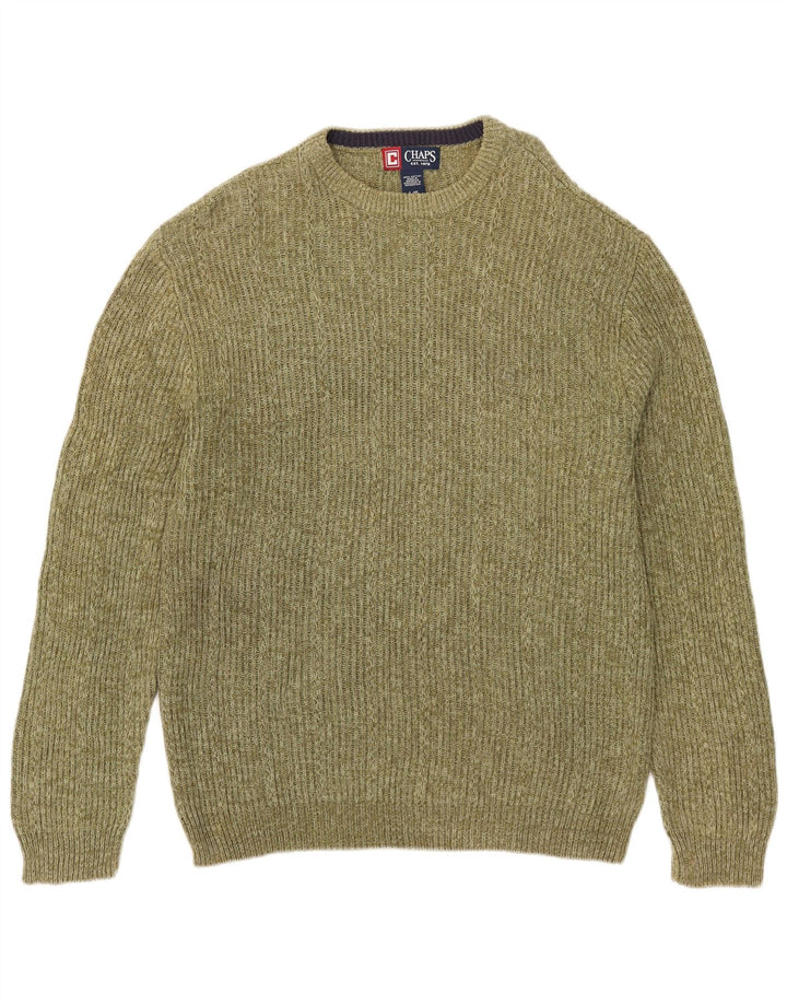 Chaps Herre Crew Neck Jumper Sweater Stor Grøn Flecked Bomuld