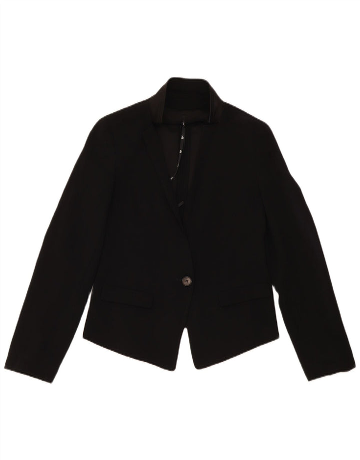 Marella Dame 1 Knap Blazer Jakke UK 8 Lille Sort Polyester